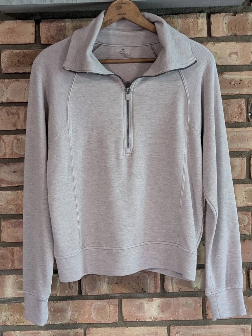 Danskin Half-Zip Pullover Tan Semi-Crop Sweatshirt